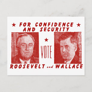 1940 Vote Roosevelt + Wallace, red Postcard