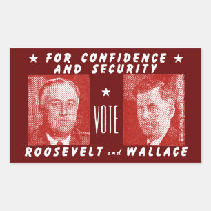 1940 Vote Roosevelt + Wallace, red Rectangular Sticker