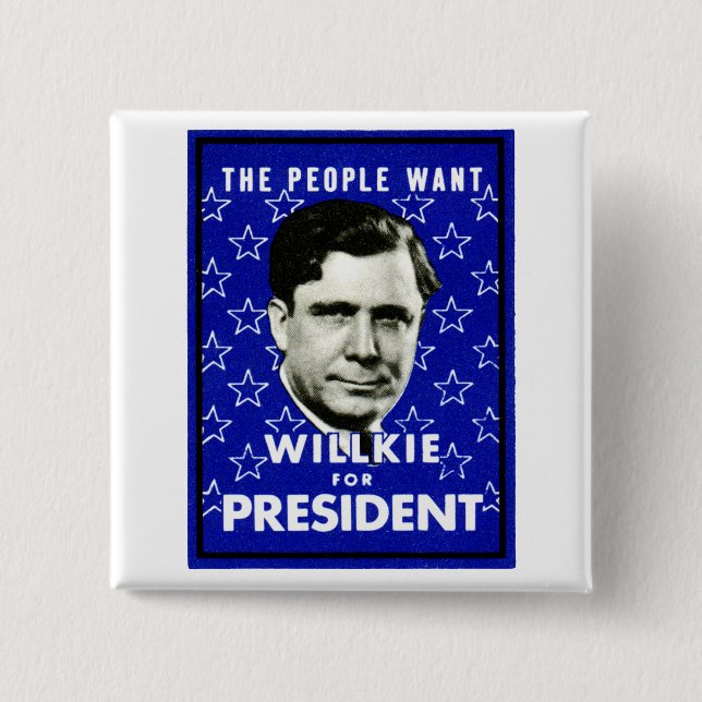 1940 WIllkie for President 15 Cm Square Badge (Front)
