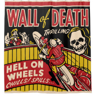 1940s-50s Wall Of Death Motorcycle Stunt Shower Curtain