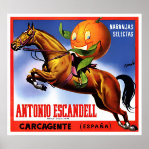 1940's ANTONIO ESCANDELL ORANGES LABEL POSTER