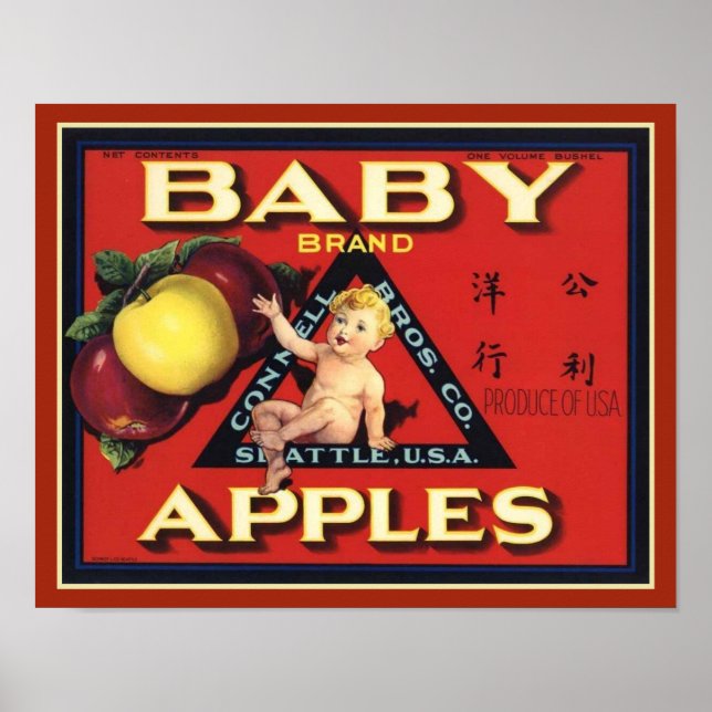 1940's Baby Brand Apples Fruit Crate Label Poster (Front)