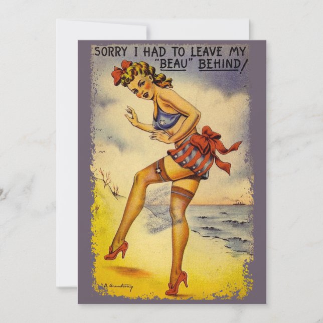1940s Bathing Beauty Funny Party Invitation (Front)