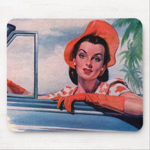1940s beautiful woman in car mouse mat