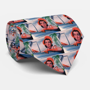 1940s beautiful woman in car tie
