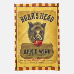 "1940's Boar's Head~Apple Wine Label" Tea Towel