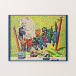 1940s Carter’s Ink ad mama cat and kittens Jigsaw Puzzle<br><div class="desc">What a help to Mama has Carter’s ink been! All her sweet dear kittens turned out to be all grey. The ink allows Mama to tell Pickles from Lucius from Pixie Jo from Doozie from Jellybean from Millie from Aquitaine from Pearline from Littlejohn. AND the image of her happily colour-coding...</div>