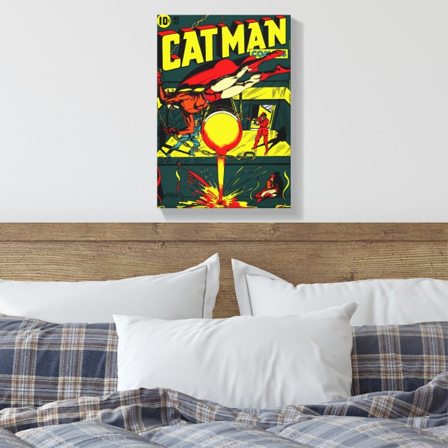 1940's CAT-MAN Comics Canvas Print (Insitu(Bedroom))