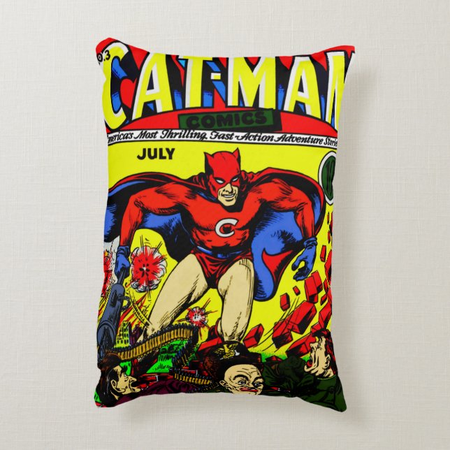 1940's Cat-Man Comics Pillow (Back(Vertical))