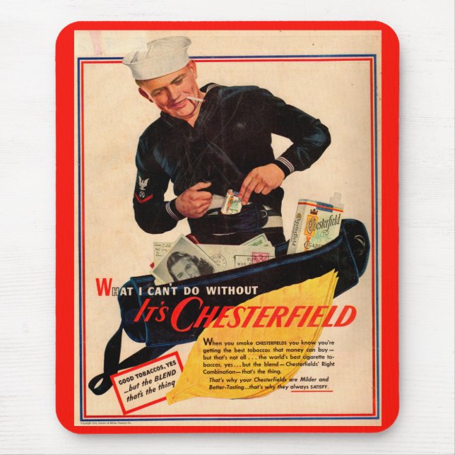 1940s Chesterfield cigarettes ad with sailor Mouse Mat (Front)