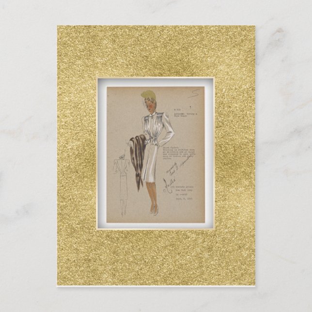 1940s Coat Short Jacket Soft Body Perky Peplum Postcard (Front)