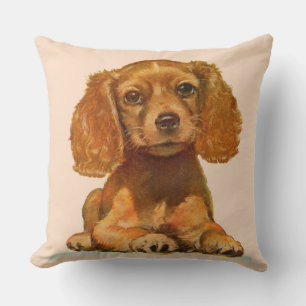1940s cocker spaniel puppy print cushion