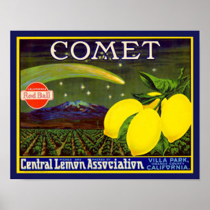 1940's Comet Lemon Fruit Crate Label Poster