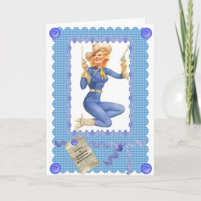 1940's COWGIRL PINUP GREETINGS CARD (Front)