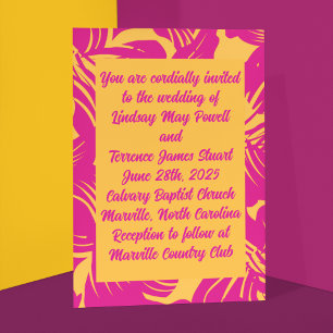 1940's Exotic Magenta Wedding Invitation