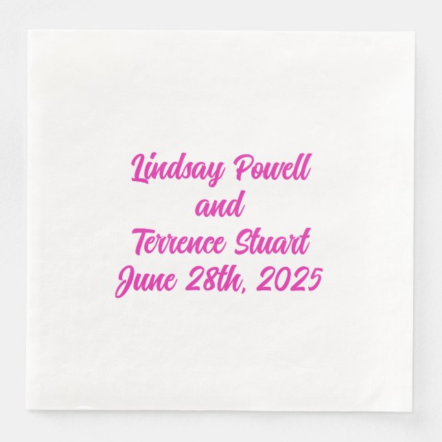 1940's Exotic Magenta Wedding  Napkin (Front)