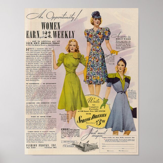 1940s Fashion Frocks Poster (Front)