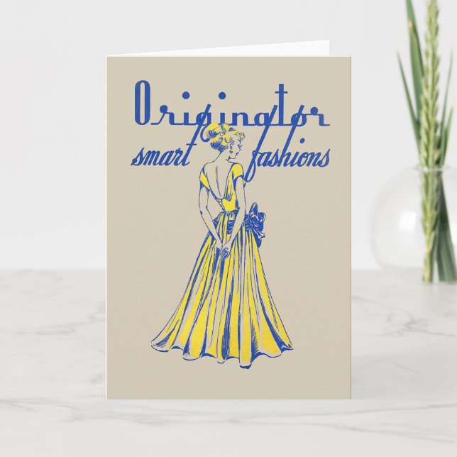 1940's Fashion Illustration Greeting or Note Card (Front)