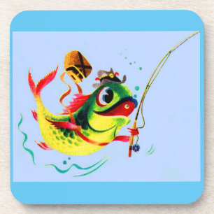 1940s fishing fish coaster
