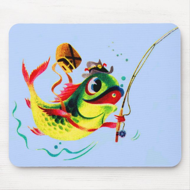 1940s fishing fish mouse mat (Front)