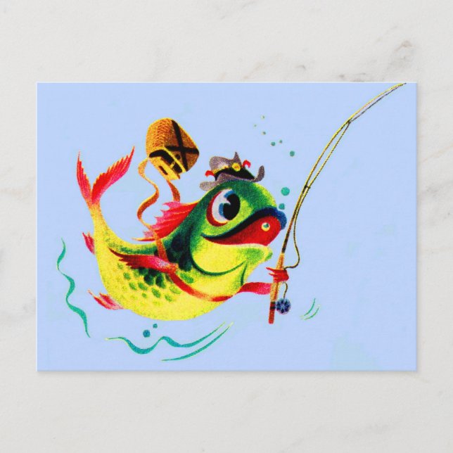 1940s fishing fish postcard (Front)