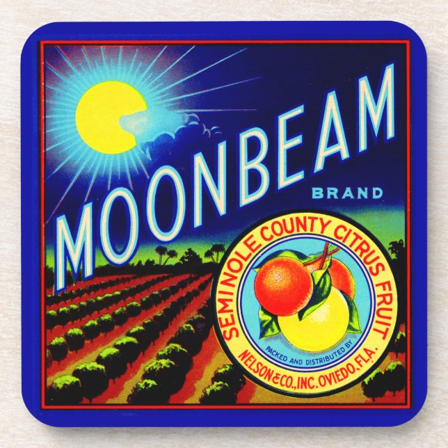 1940s fruit crate label Moonbeam brand citrus Coaster (Front)