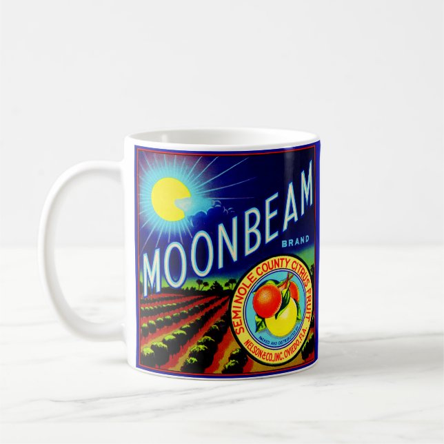 1940s fruit crate label Moonbeam brand citrus Coffee Mug (Left)