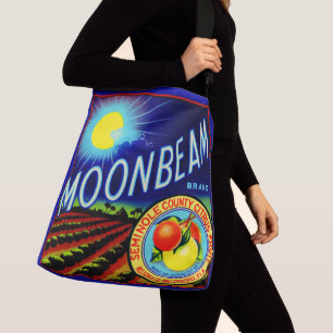 1940s fruit crate label Moonbeam brand citrus Crossbody Bag