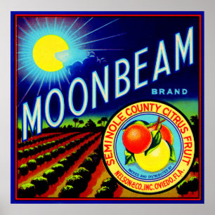 1940s fruit crate label Moonbeam brand citrus Poster