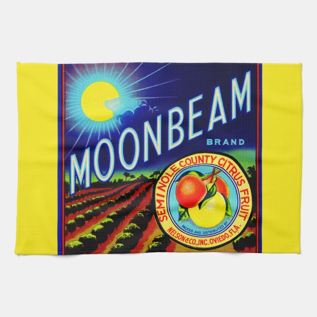 1940s fruit crate label Moonbeam brand citrus Tea Towel (Horizontal)