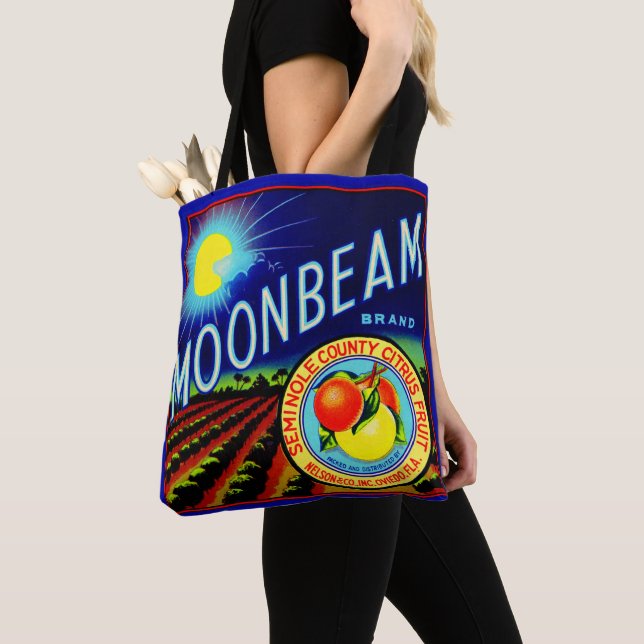 1940s fruit crate label Moonbeam brand citrus Tote Bag (Close Up)