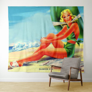 1940s glamour girl tapestry