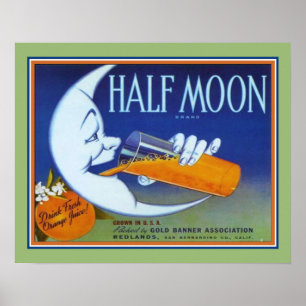 1940's Half Moon Orange Crate Label Poster