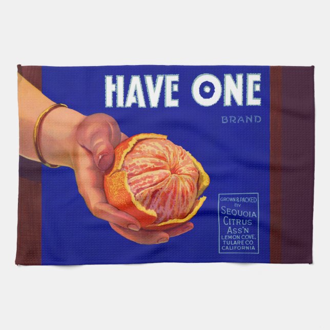 1940s Have One orange crate label print Tea Towel (Horizontal)