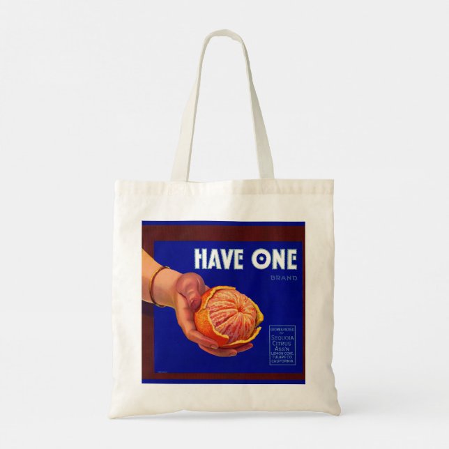 1940s Have One orange crate label print Tote Bag (Back)