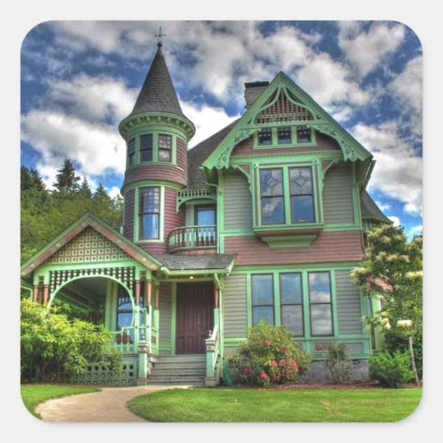 1940s Historic Castle In Drain Oregon Square Sticker (Front)