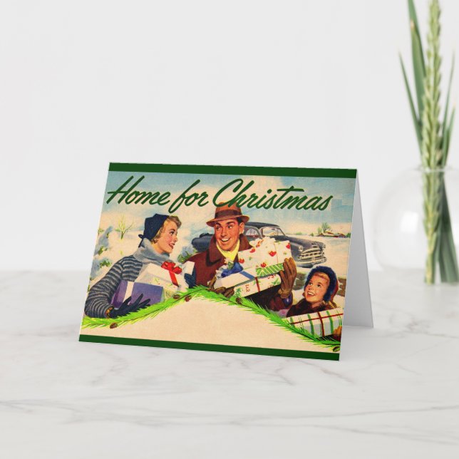 1940s Home for Christmas Holiday Card (Front)