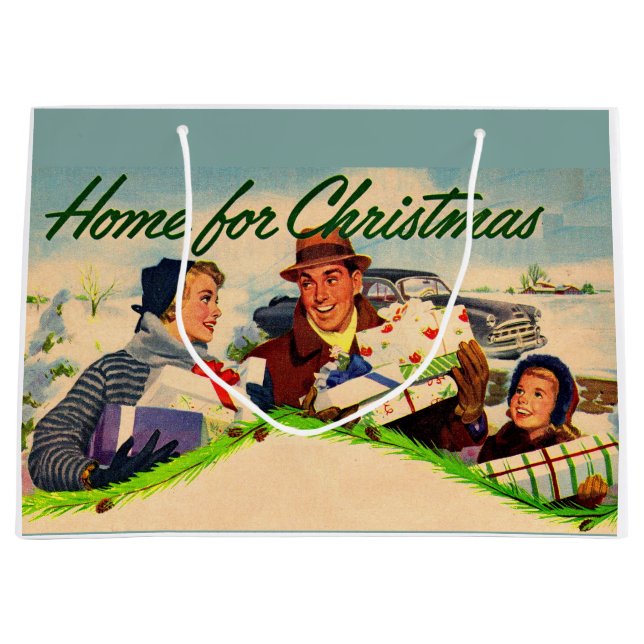 1940s Home for Christmas Large Gift Bag (Front)