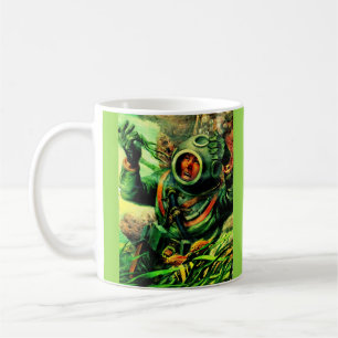 1940s illustration undersea diver in diving helmet coffee mug