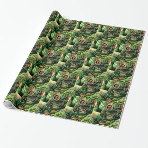 1940s illustration undersea diver in diving helmet wrapping paper