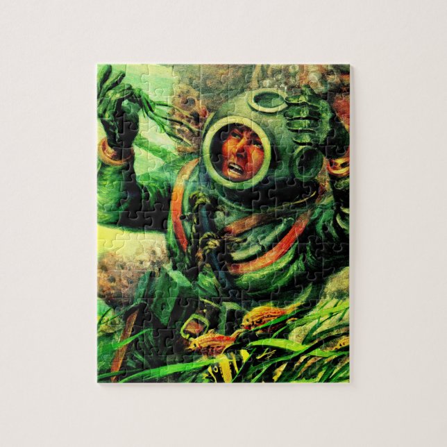 1940s illustration undersea diver jigsaw puzzle (Vertical)
