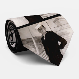 1940s jaunty sailor print tie