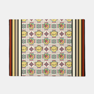 1940s Kitchen Pattern w/Yellow Teapots Doormat
