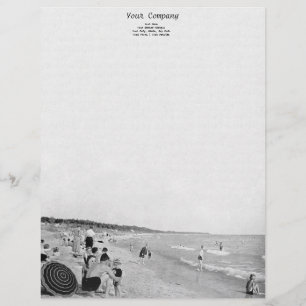 1940's Lake Michigan Beach Scene Custom Letterhead