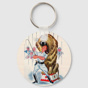 1940s lion tamer and lion key ring