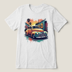 1940s Lowrider Classic Car Colorful Retro Art Tri-Blend Shirt