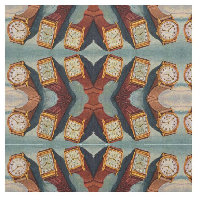 1940s men's wristwatches print fabric (Swatch)