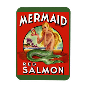 1940s Mermaid Salmon can label  Magnet