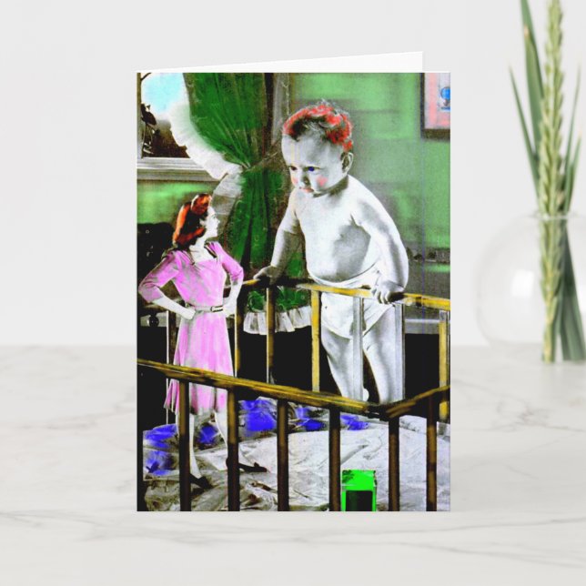 1940s mother and her giant baby announcement (Front)