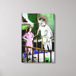 1940s mother and her giant baby canvas print